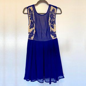 Pins & Needles Blue & Nude Dress (Small)